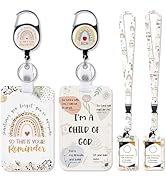 Christian Retractable Lanyard Badge Holder - 2PCS Bible Lanyard with ID Holder, Retractable ID Ba...