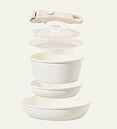 8Pcs Cookware Set Removable Handle Cream White