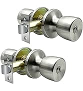 JO.KO Privacy Locking Door Knob Bedroom with Lock Bathroom Standard Ball Satin Nickel Door Knobs ...