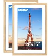 FIXSMITH 11x17 Picture Frame Natural Set of 2, Photo Frame with HD Plexiglass, Display Pictures 9...