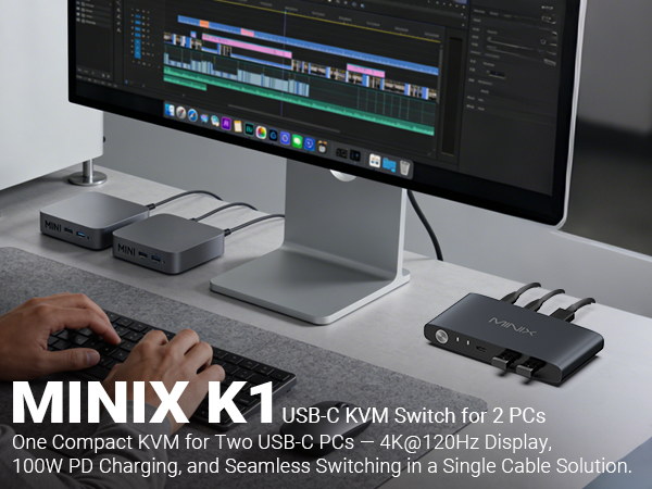 MINIX K1 USB C KVM Switch 1 Monitors 2 Computers