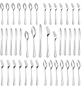 MUTNITT 30 Pcs Silverware Set Service for 6,Premium Stainless Steel Flatware Set,Mirror Polished ...