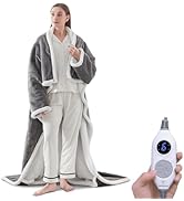 Westinghouse Electric Snuggle Throw Blankets with Foot Pocket, Wearable Heated Blanket with Sleev...