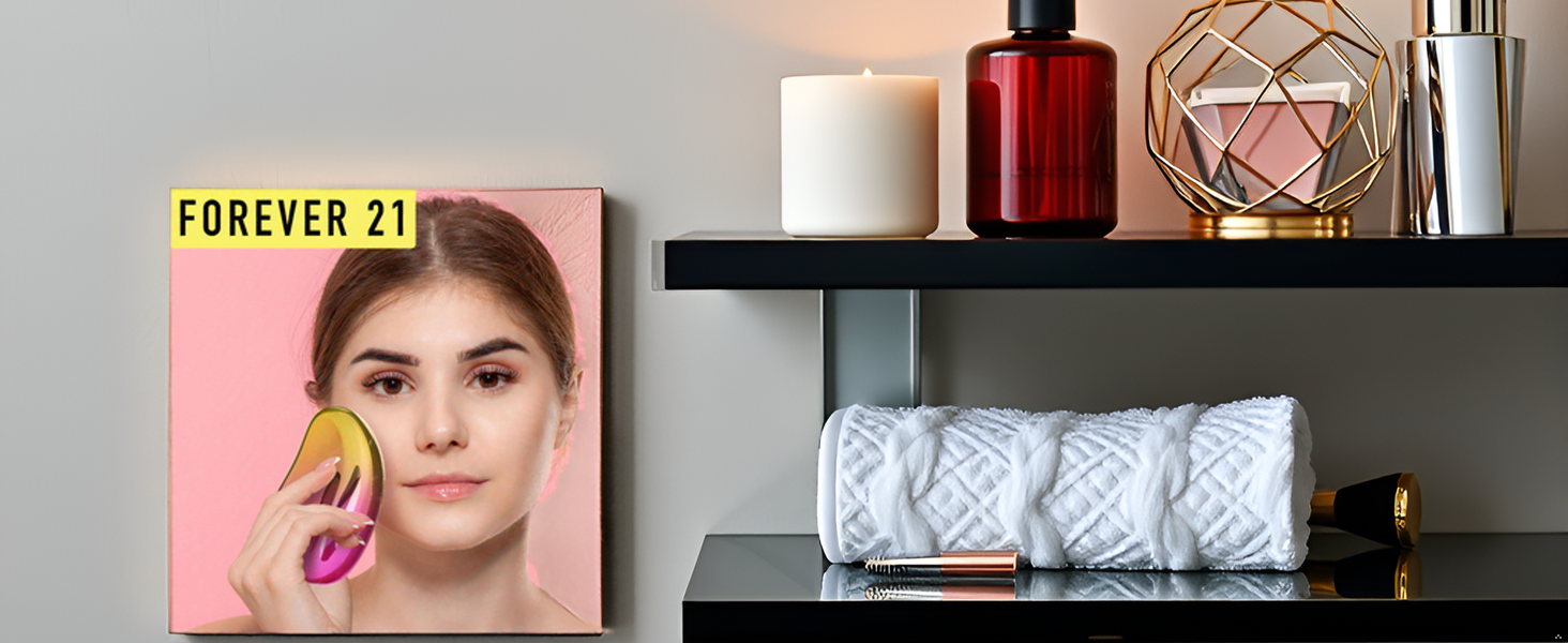 A sleek and modern bathroom setting with the product displayed on a marble countertop.