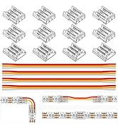 BTF-LIGHTING 3 Pin 10mm 0.39in Width Transparent Solderless Connector Kit 8XCorner Connector 4XGa...