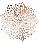 Set of 4 Round Placemats Rose Gold, Heat-Resistant PVC Table Mats with Luxury Metallic Glossy Fin...