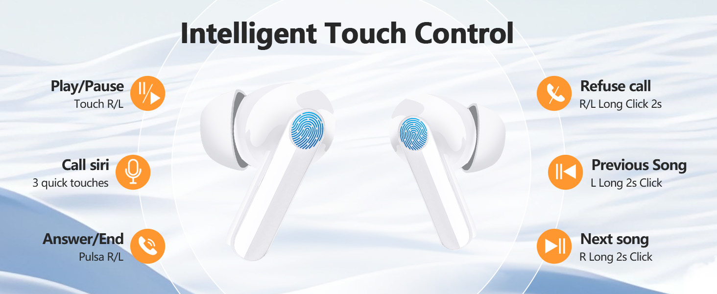 Wireless Earbuds 2025 NEW Bluetooth 5.4 Headphones Bass 3D Stereo, In-Ear Earphones with 4 ENC