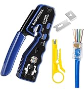 RJ45 Crimp Tool Pass Through Crimper Ethernet Crimping Tool Wire Crimper Stripper Cutter for Cat5...