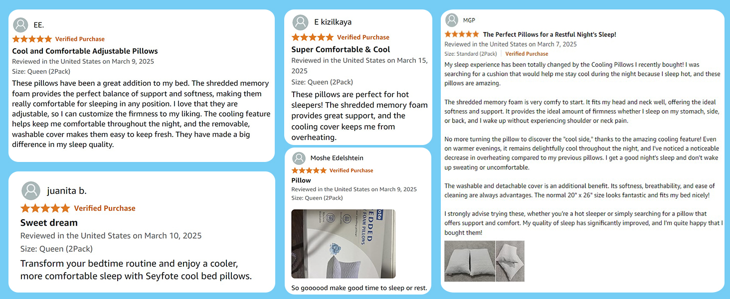 Customer review: Breathable pillow, no stuffiness even for hot sleepers,adjustable pillows cooling