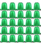 KUUQA 25Pcs Green Drawstring Backpack Bulk Drawstring Bags String Backpack Cinch Gym Backpack for...