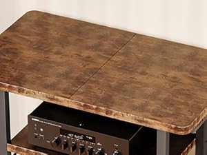 4-Tier AV Media Stand with Power Outlet, Wooden Record Player Stand