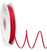 Ribbli Satin Ribbon 1/8 inch x Continuous 100 Yards, Thin Red Ribbon Double Faced Use for Wedding...