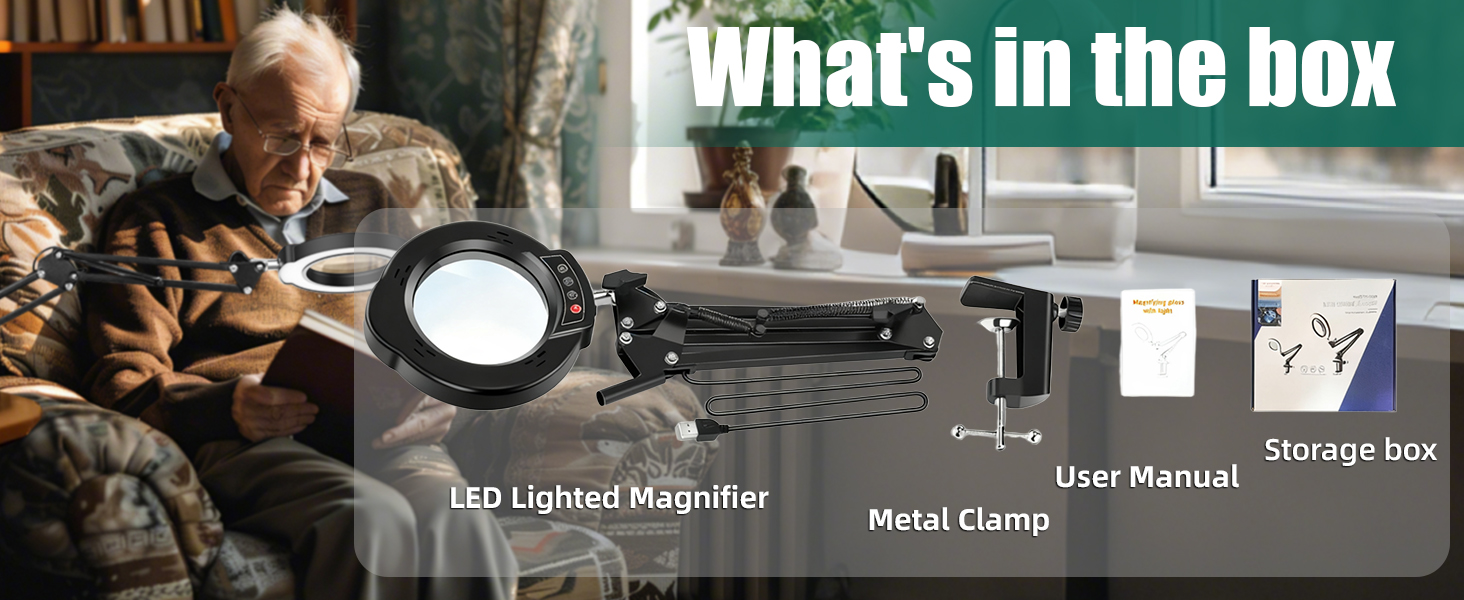 10X Magnifying Glass with Light and Clamp