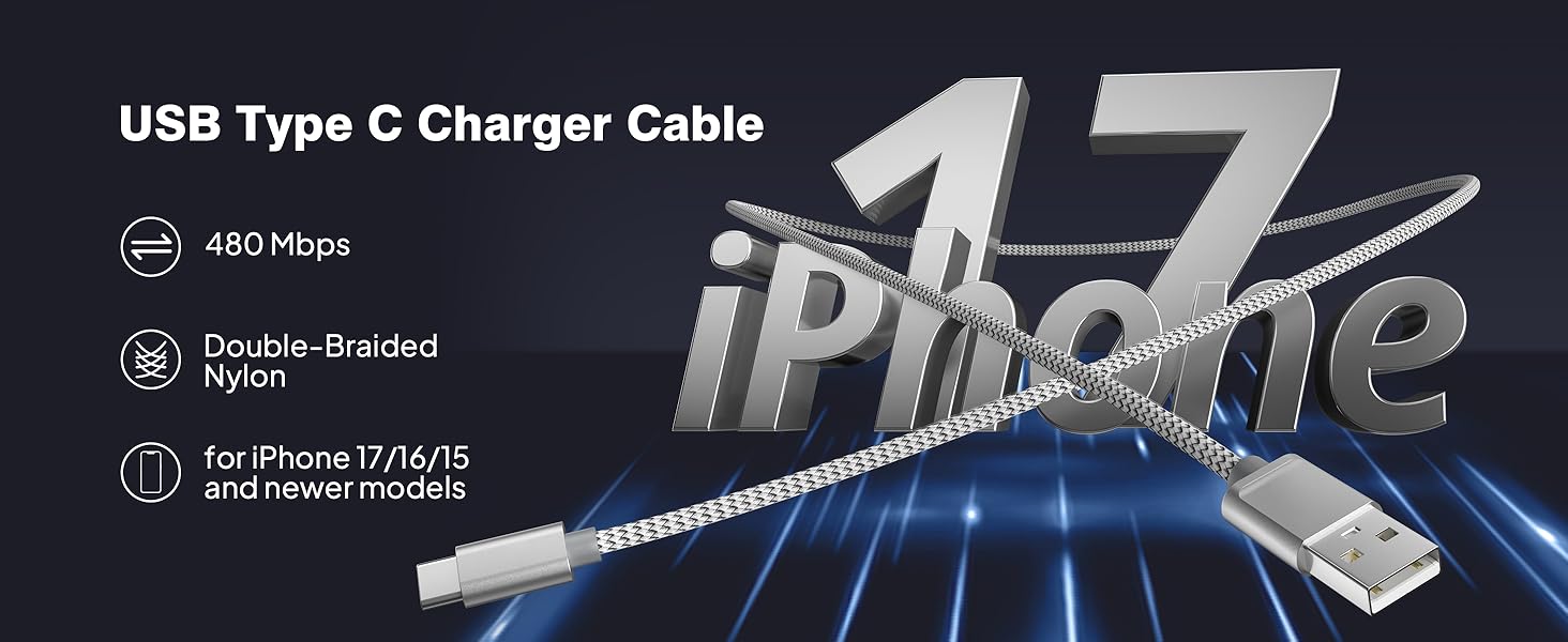 iPhone 16 Charger Cable 1.5/3.3/6.6FT