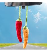Crochet Chili Pepper Rear View Mirror Accessories, Car Mirror Hanging Accessories, Cute Car Acces...
