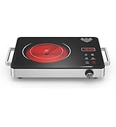 Electric Cooktop 110V, 1800W Electric Stove Electric Hot Plate with Knob Control, Nafewin Single ...