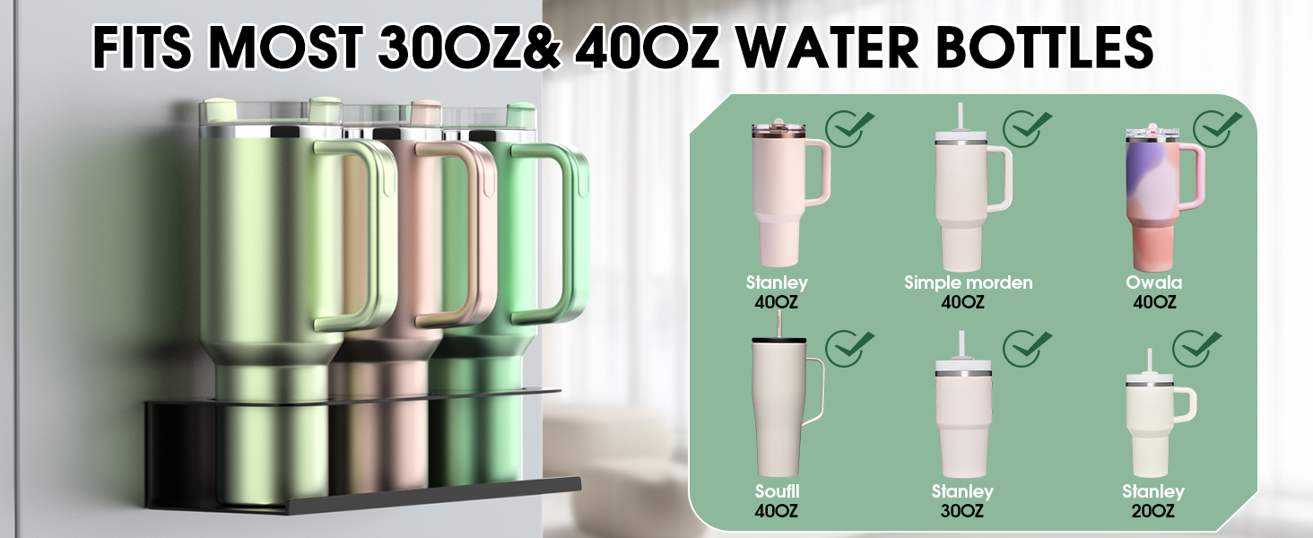 Magnetic Stanley Cup Organizer Water Bottle Holder for Stanley