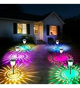 echosari 6 Pack Christmas Color Changing Solar Lights Outdoor Pathway, Dynamic Multicolor &amp; Warm ...