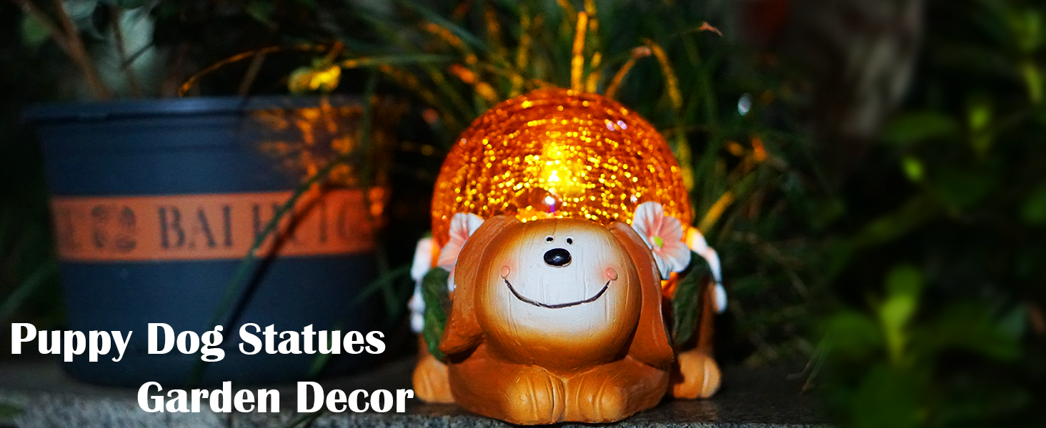 Garden Puppy Statues Outdoor Decor, Solar Lights Outdoor Statue