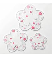 Pink Sakura Placemats Gift Set, 3D Cherry Blossom Coaster for Cup Mat, Kawaii Table Mats Set of 3...