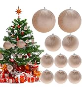 ZningEsxi 10pcs Velvet Christmas Ornaments Ball Mixed Size Handmade Fabric Xmas Hanging Balls DIY...