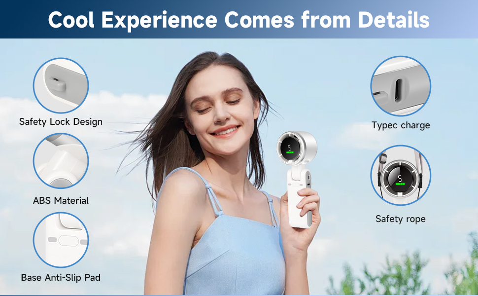 Portable Handheld Turbo Mini Portable Pocket Foldable Cooling Fan for Travel Outdoor Activitie