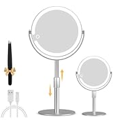 MOMOKUBA Magnifying Mirror with Light 20X, Height-Adjustable Lighted Makeup Mirror with Magnifica...