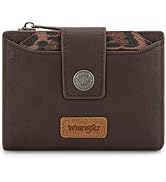 Montana West X Wrangler Small Wallet Woman, Bifold RFID Blocking Wallet Leopard Print Zipper Pock...