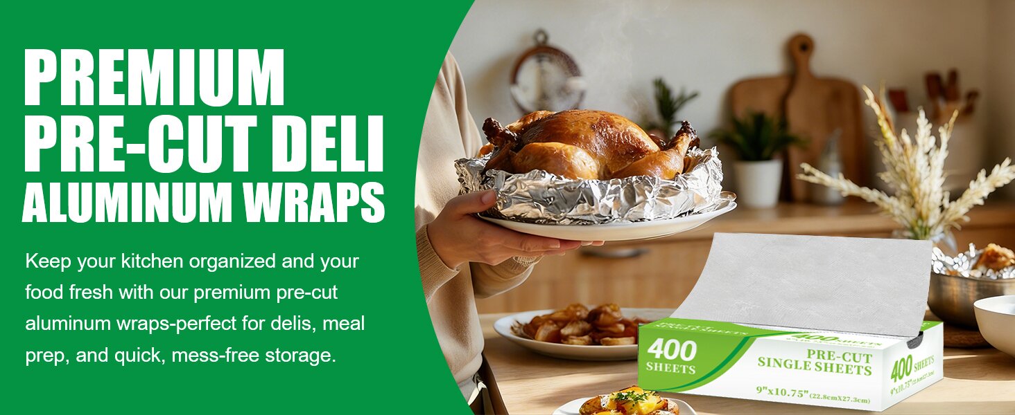Pre-Cut Aluminum Foil Sheets, 9&amp;#34; x 10.75&amp;#34; Pop-Up Foil Sheets for Restaurant Use