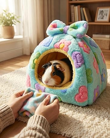 GINIDEAR guinea pig hideout, warm small animal bed for guinea pigs, rabbits, hamsters