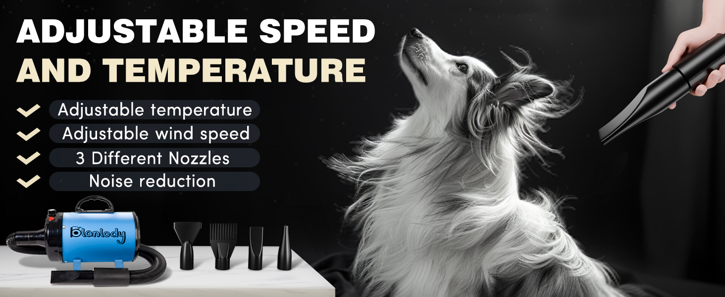 Blanlody Dog Dryer Pet Hair Blower High Velocity for Grooming
