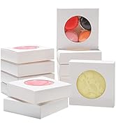 Bssay 60Pcs Small Soap Packaging Boxes 4.3x4.3x1.2 Inch,White Square Paper Boxes Gift Wrapping Bo...