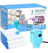 BAMCOO Vacuum Seal Bags for Clothing with Electric Pump, 6 Pack (2 Jumbo 2 Large 2 Medium Vacuum ...