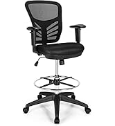 COSTWAY Tall Office Chair, Ergonomic Mesh Back Counter Height Standing Desk Chair w/Adjustable Fo...