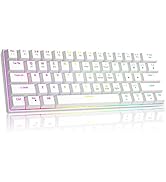 60% Wireless Mechanical Gaming Keyboard, Wireless/Wired Dual Modes Keyboard with RGB Backlit, Whi...