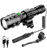 NAKCNM Rechargeable Flashlight with Picatinny Rails Mount, 4500 Lumen Super Bright Flashlights 5 ...