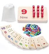 Suwimut Wooden Counting Peg Board, Math Manipulatives Number Counting Toys for Kindergarten Toddl...