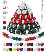 180PCS FIVEIZERO 10mm Rhinestone Beads for Jewelry Making – Sparkly Round Crystal Clay Beads &amp; Sp...
