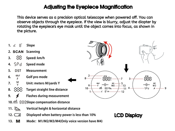 portable laser rangefinder with slope 7 magnification magnetic