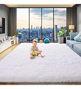 qulint 8x10 Area Rugs for Living Room, Large Fluffy White Rug for Bedroom, Soft Shag Rugs Shaggy ...
