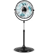 COSTWAY 18" Industrial Pedestal Fan, 3 Speeds Commercial Standing Fan with Adjustable Height, Ver...