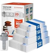 ETENWOLF 20 Pack Vacuum Storage Bags with Rechargeable Wireless Pump, Vacuum Seal Bags for Clothe...