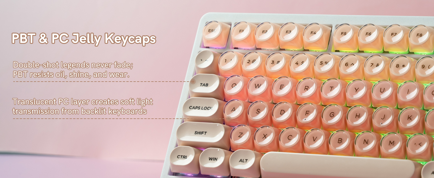 Keycaps made of PBT + PC material