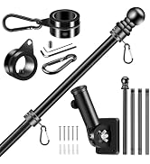 BONWIN Black Flag Pole Kit for House, 5 FT Thickened Stainless Steel Outside Porch Wall Flagpole ...