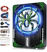 WDiYA Upgraded 1600W Car Subwoofer, 10" Ultra-Thin Under-Seat Sub with Built-in Amplifier, (LPF/G...