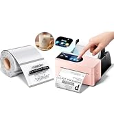 Phomemo 4x6 Shipping Label Printer with Touch Screen &amp; 200Pcs Transparent Thermal Label 4x3