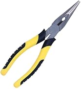 8-Inch Needle Nose Pliers: Paper Clamp Precision, Premium Heavy-Duty CRV Steel, Large Soft Grip w...