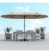 Kingdura 13ft Large Patio Umbrella with Solar Lights, Double-Sided Rectangle Outdoor Table Umbrel...