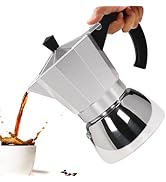 Vaolvpant No Coating 4 Cup Aluminum and Stainless Steel Moka Pot Stovetop Espresso Maker Italian ...