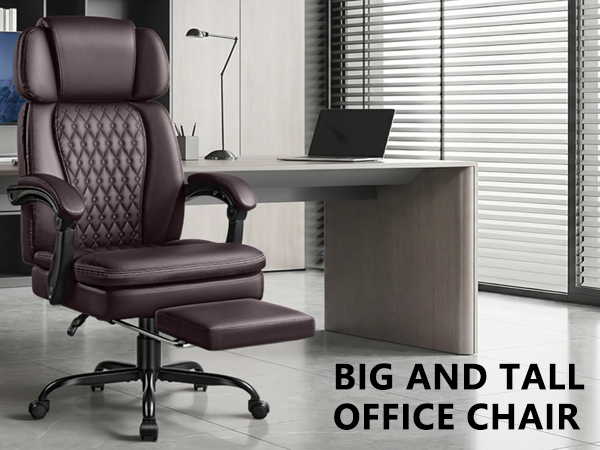 Executive Big and Tall Office Chair with Foot Rest Computer Office Chair with Adjustable Headrest 